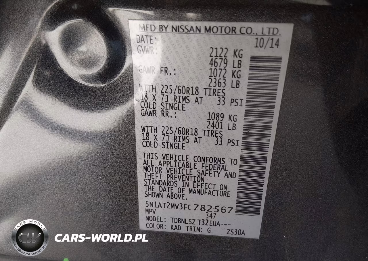 2015 Nissan Rogue Sl VIN:5N1AT2MV3FC782567 - 9