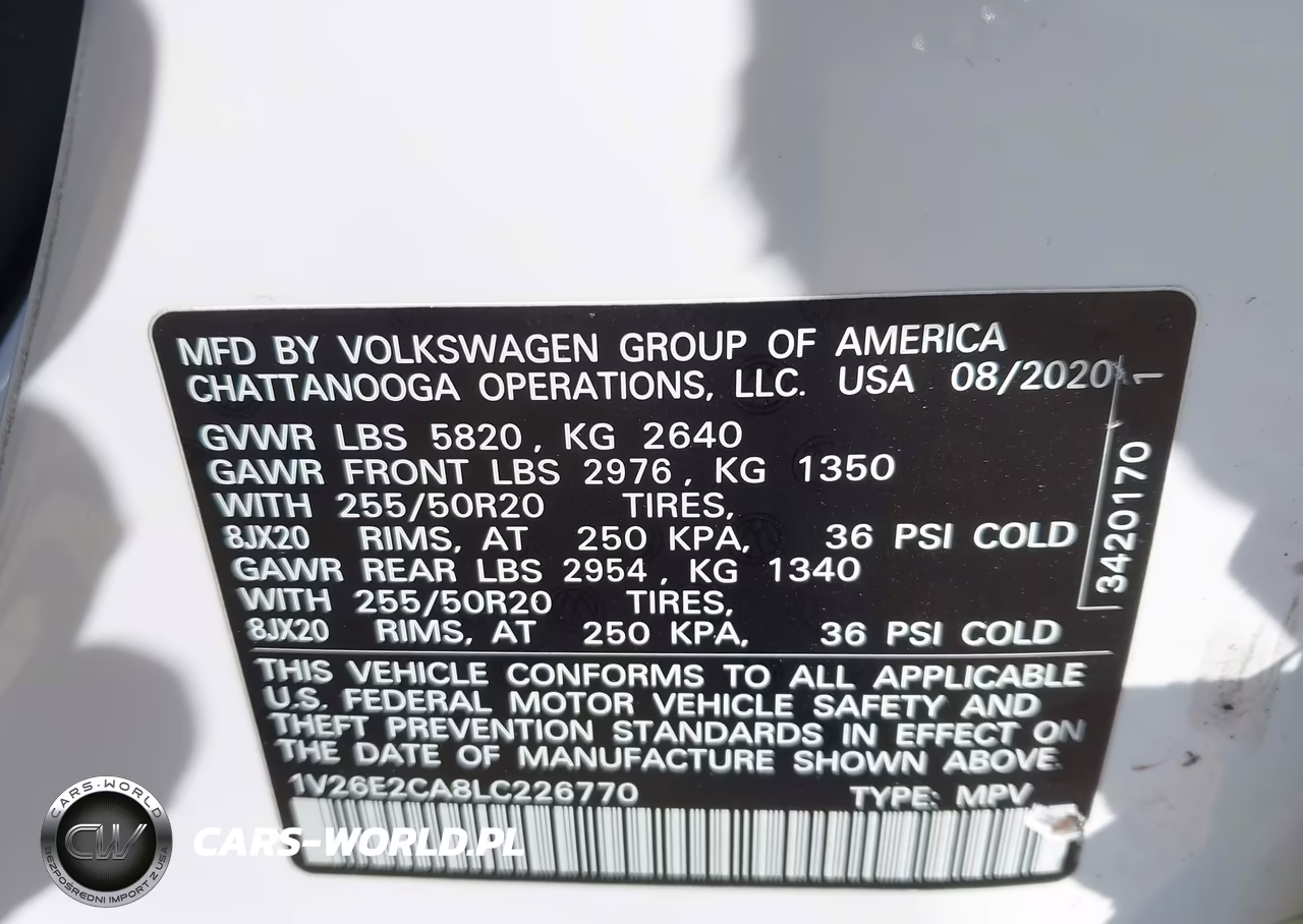 2020 Volkswagen Atlas Cross Sport 3.6L V6 Se W-Technology-3.6L V6 Se W-Technology R-Line VIN:1V26E2CA8LC226770 - 9