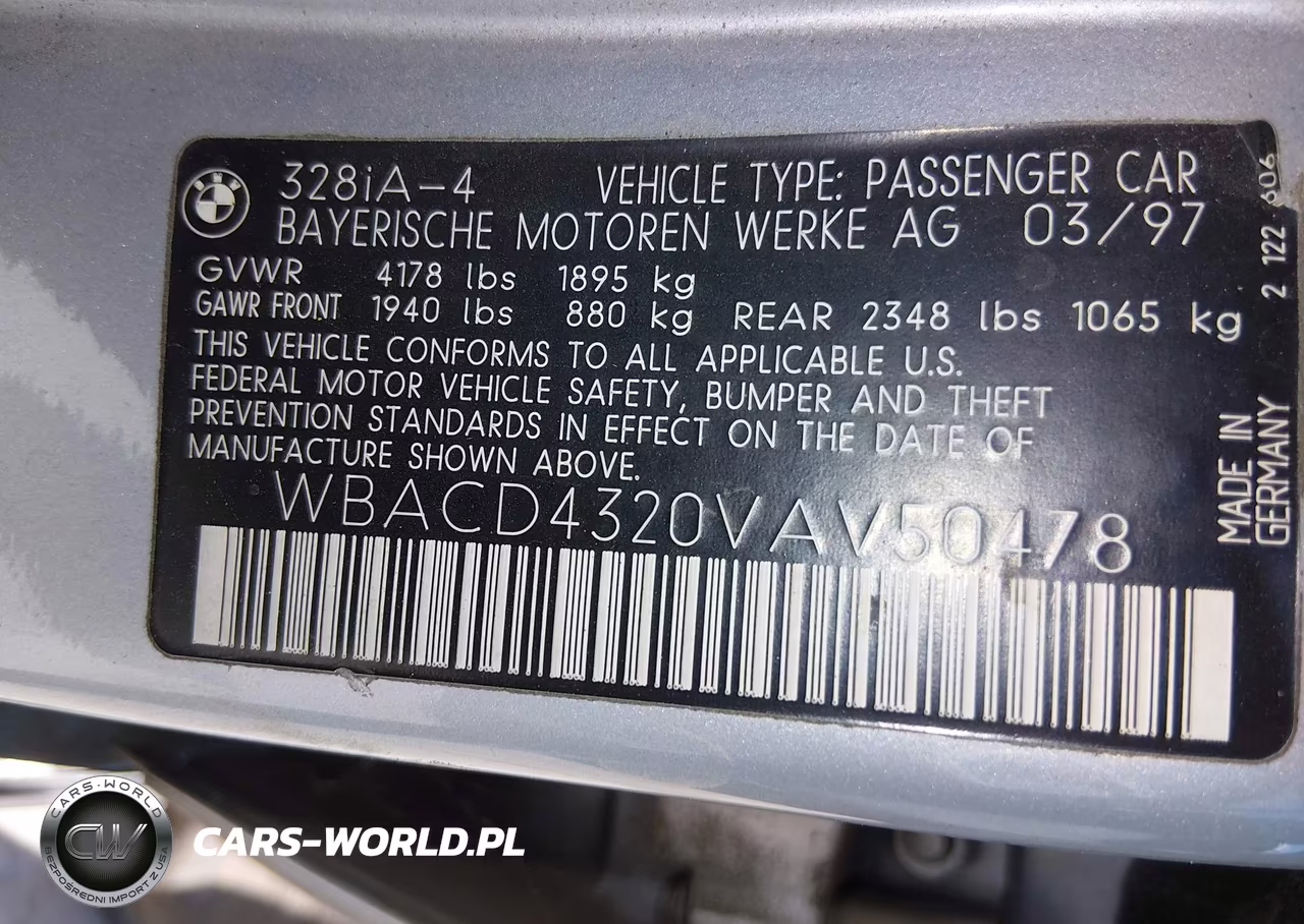 1997 BMW 328I VIN:WBACD4320VAV50478 - 9