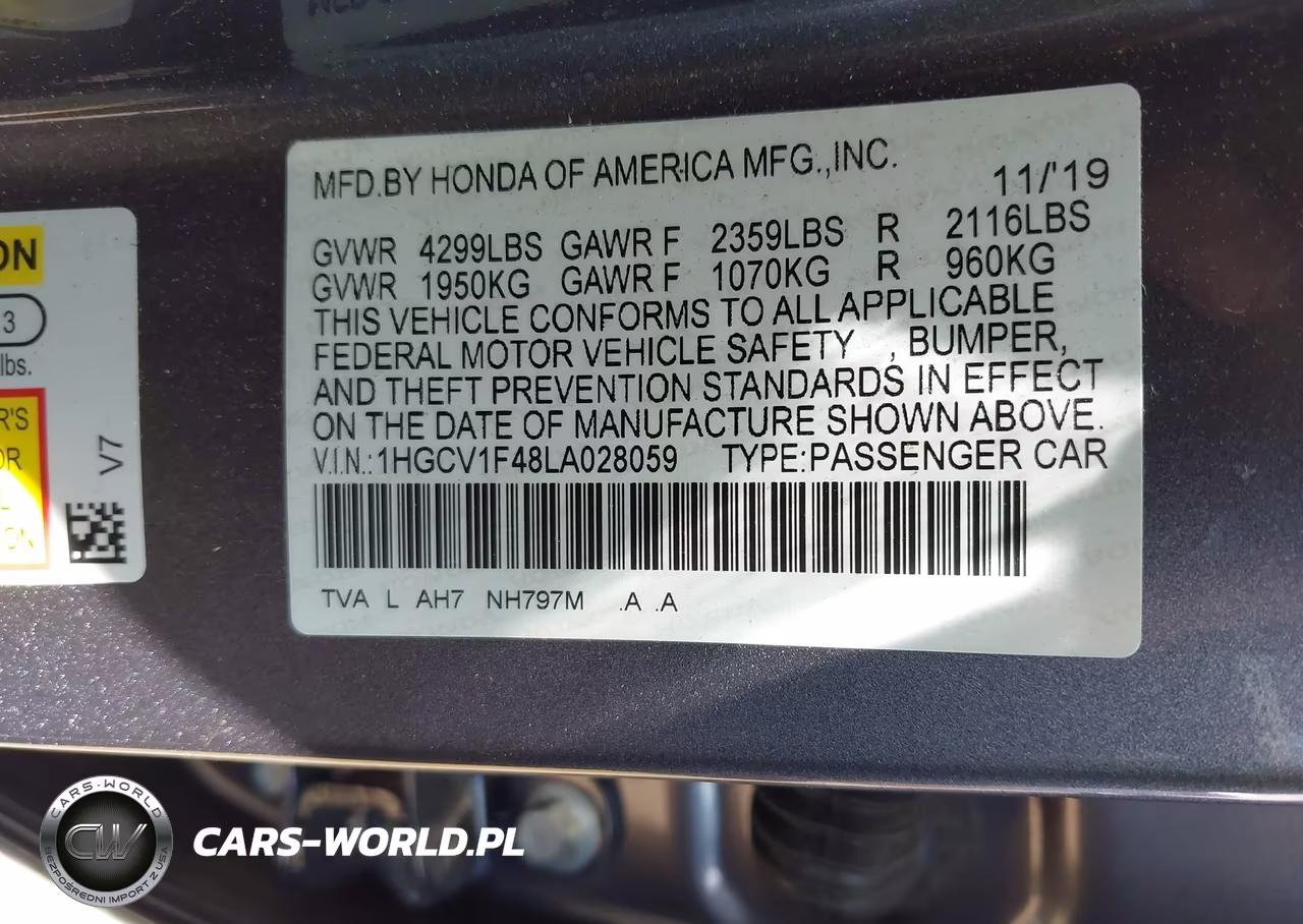 2020 Honda Accord Ex VIN:1HGCV1F48LA028059 - 9
