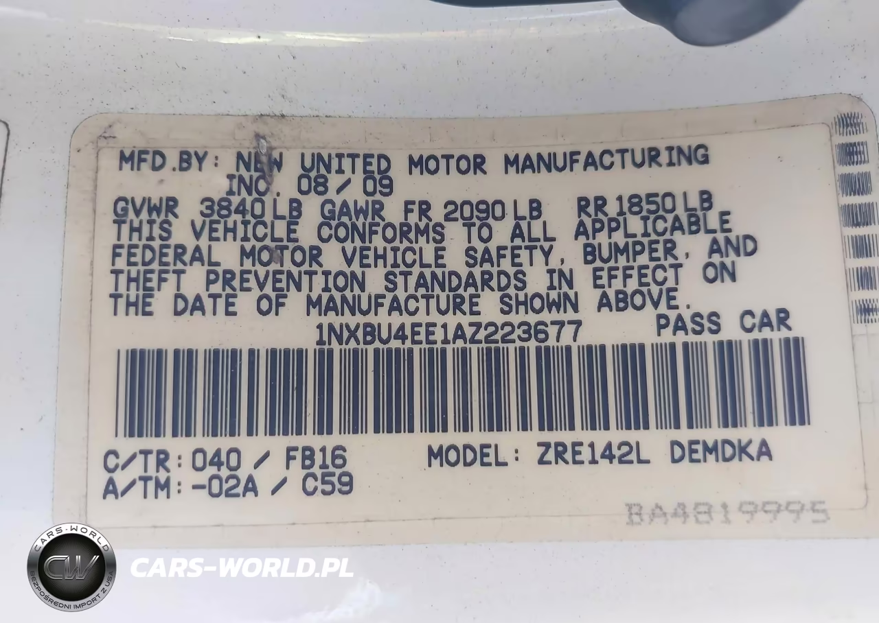 2010 Toyota Corolla VIN:1NXBU4EE1AZ223677 - 9
