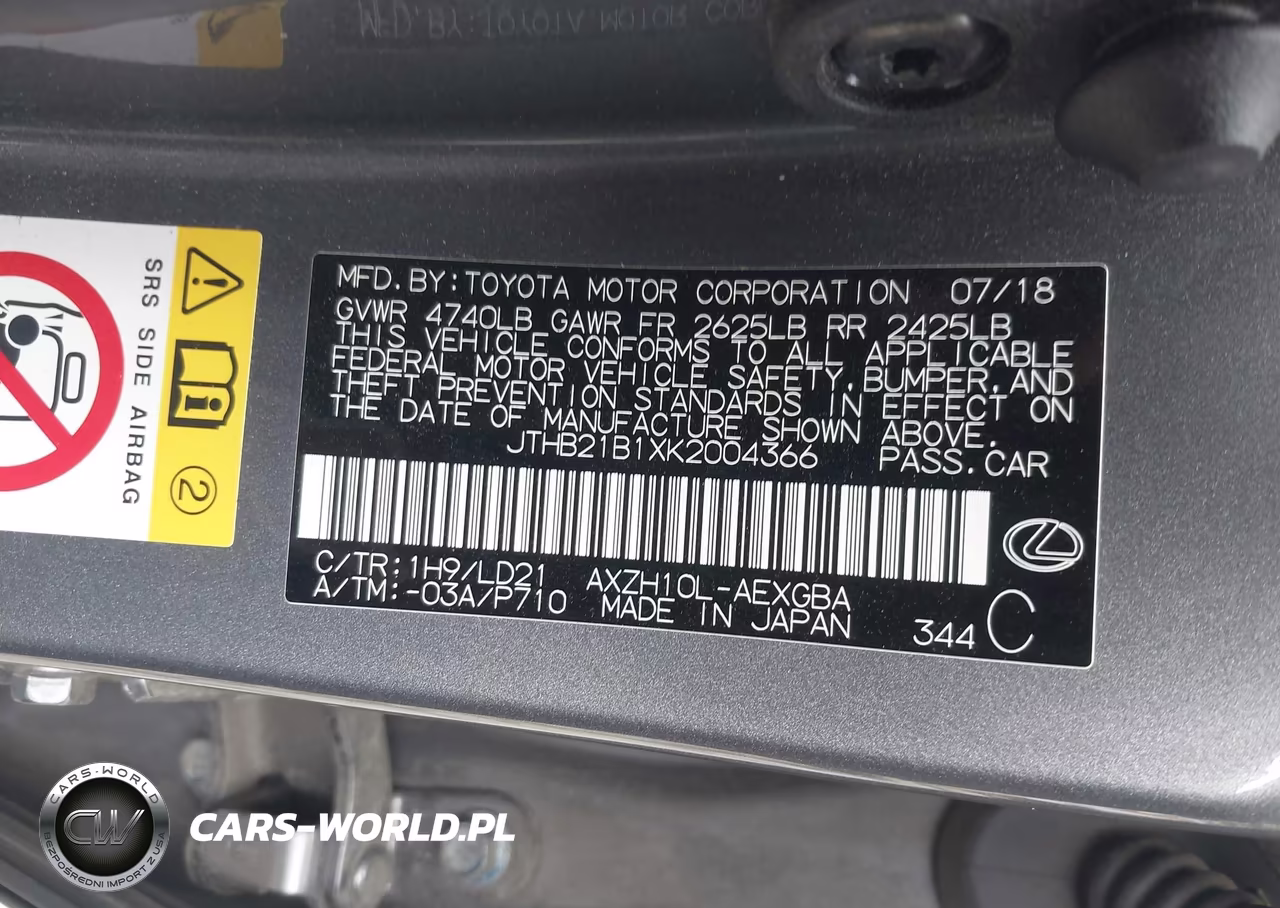 2019 Lexus Es 300H VIN:JTHB21B1XK2004366 - 9