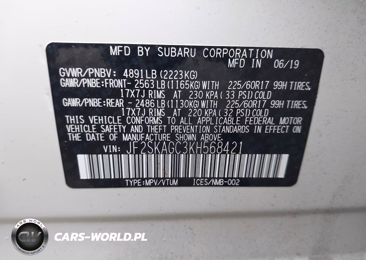 2019 Subaru Forester Premium VIN:JF2SKAGC3KH568421 - 9