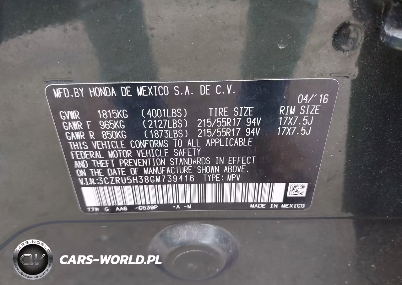 2016 Honda Hr-V Lx VIN:3CZRU5H38GM739416 - 9