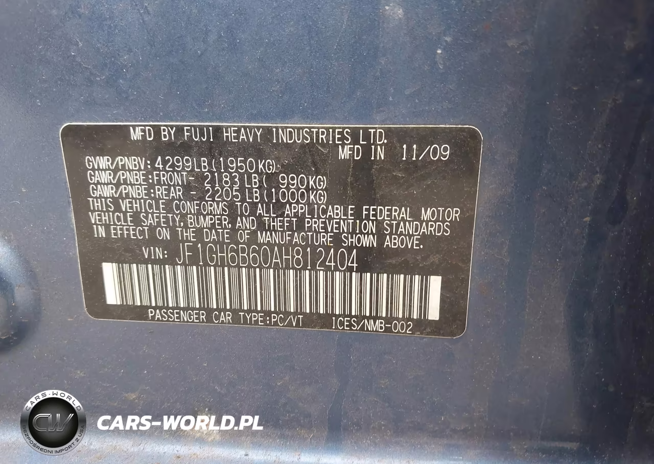 2010 Subaru Impreza 2.5I Premium VIN:JF1GH6B60AH812404 - 9