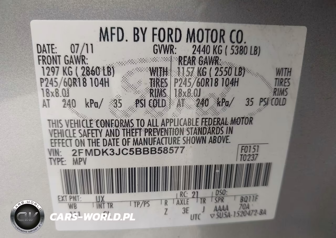2011 Ford Edge Sel VIN:2FMDK3JC5BBB58577 - 9