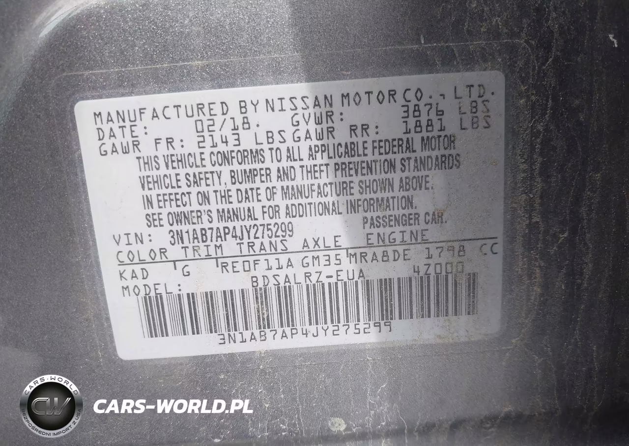 2018 Nissan Sentra Sr VIN:3N1AB7AP4JY275299 - 9