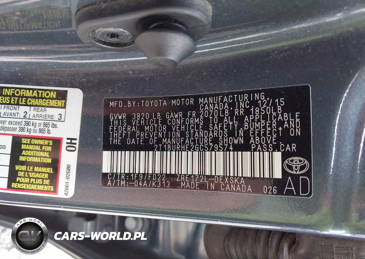 2016 Toyota Corolla S Plus VIN:2T1BURHE2GC579574 - 9