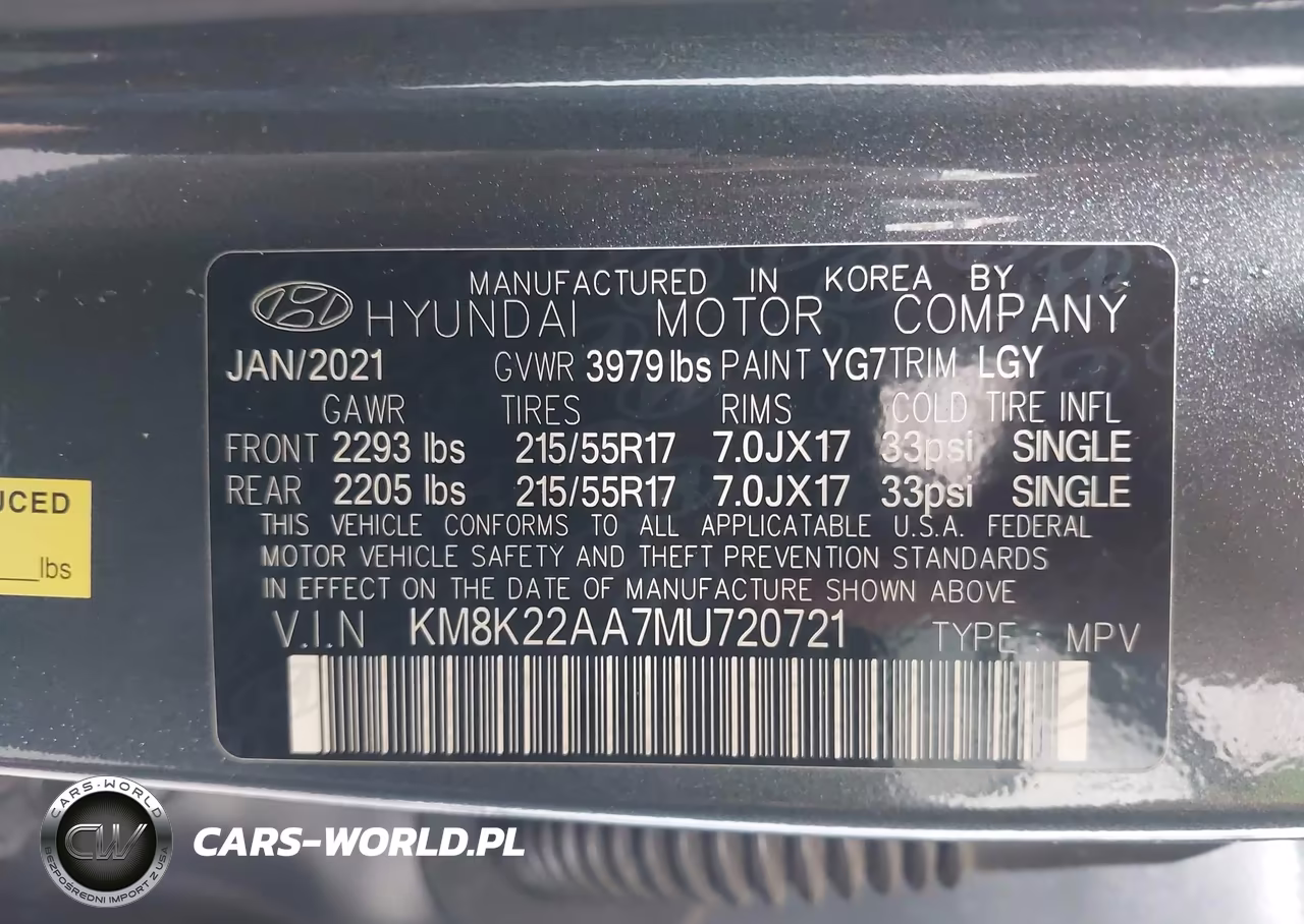 2021 Hyundai Kona Sel VIN:KM8K22AA7MU720721 - 9