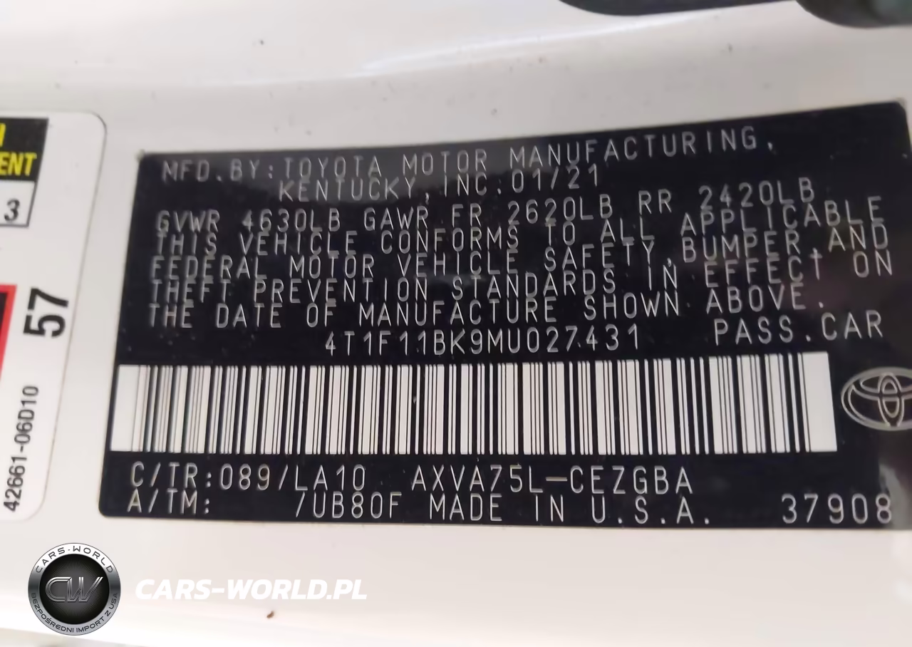2021 Toyota Camry Xle Awd VIN:4T1F11BK9MU027431 - 9
