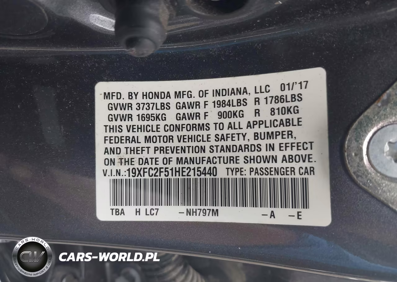 2017 Honda Civic Lx VIN:19XFC2F51HE215440 - 9