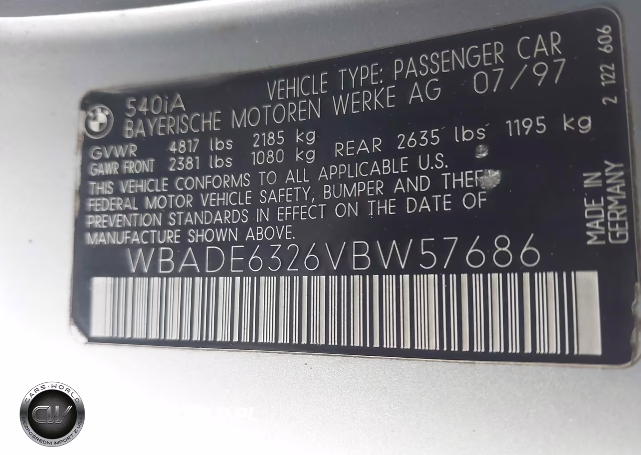 1997 BMW 540Ia VIN:WBADE6326VBW57686 - 9