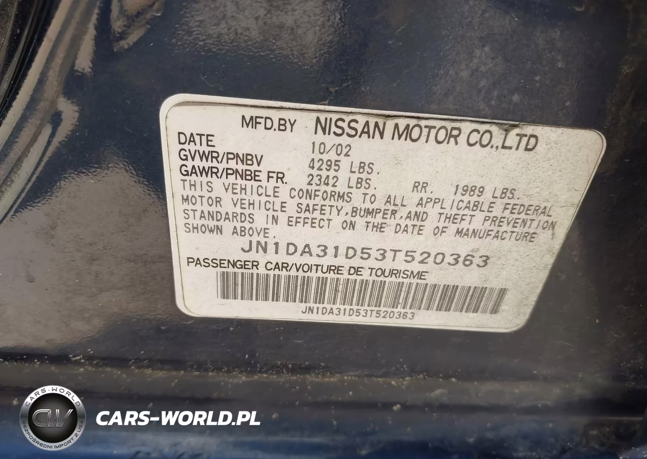 2003 Nissan Maxima Se VIN:JN1DA31D53T520363 - 9