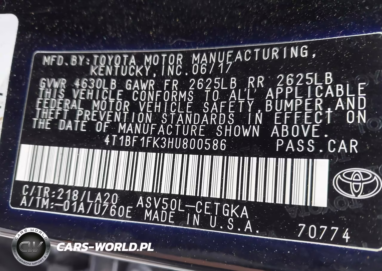 2017 Toyota Camry Xle VIN:4T1BF1FK3HU800586 - 9
