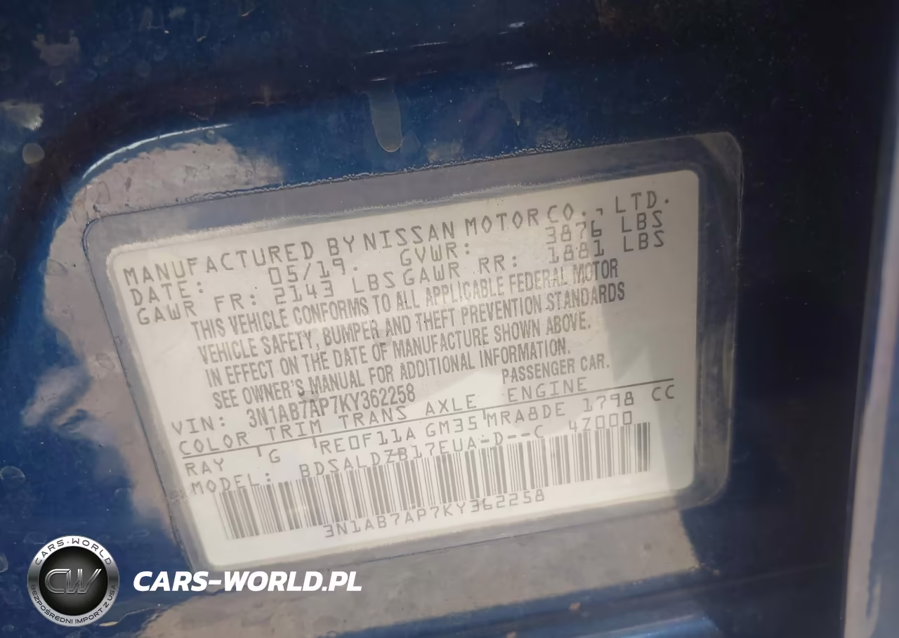 2019 Nissan Sentra Sv VIN:3N1AB7AP7KY362258 - 9