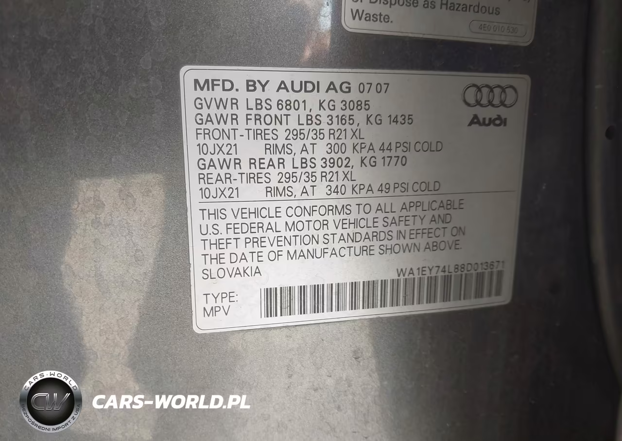 2008 Audi Q7 3.6 Premium VIN:WA1EY74L88D013671 - 9