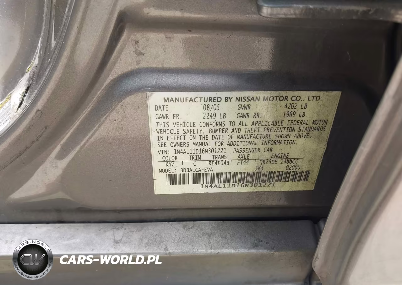 2006 Nissan Altima 2.5 S VIN:1N4AL11D16N301221 - 9