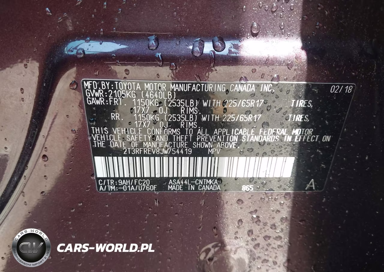 2018 Toyota Rav4 Xle VIN:2T3RFREV8JW754419 - 9