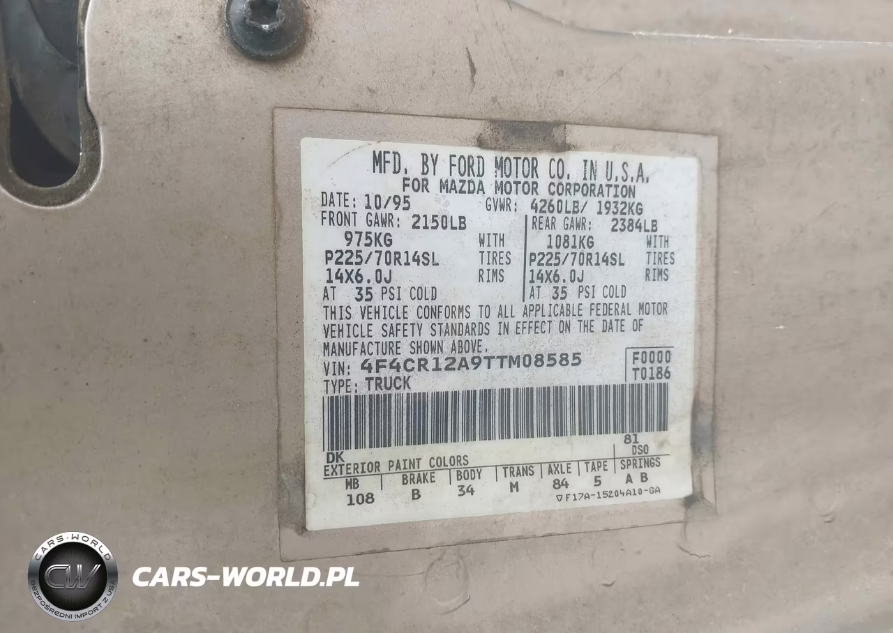1996 Mazda B2300 VIN:4F4CR12A9TTM08585 - 9