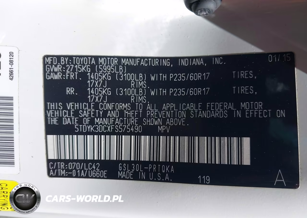 2015 Toyota Sienna Xle 8 Passenger VIN:5TDYK3DCXFS575490 - 9