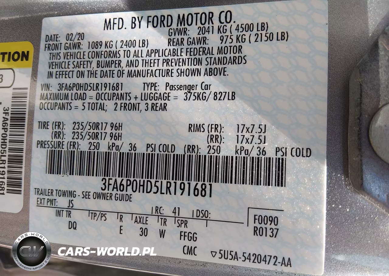 2020 Ford Fusion Se VIN:3FA6P0HD5LR191681 - 9