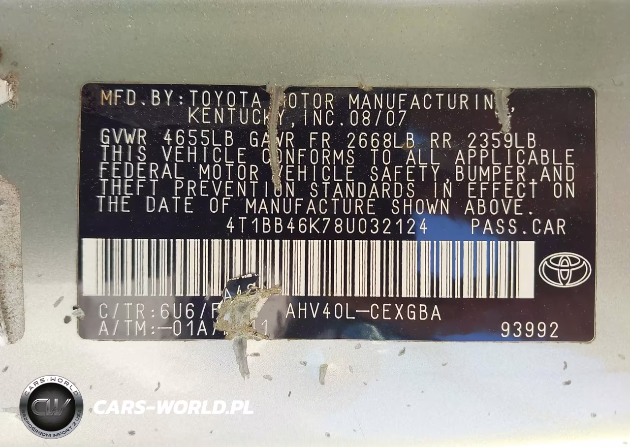 2008 Toyota Camry Hybrid VIN:4T1BB46K78U032124 - 9