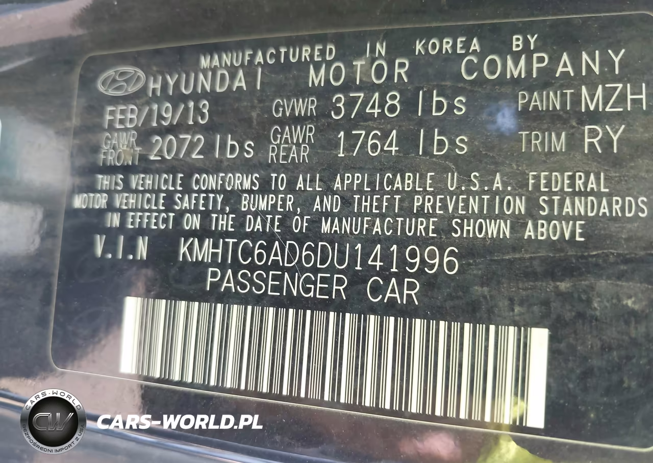 2013 Hyundai Veloster VIN:KMHTC6AD6DU141996 - 9