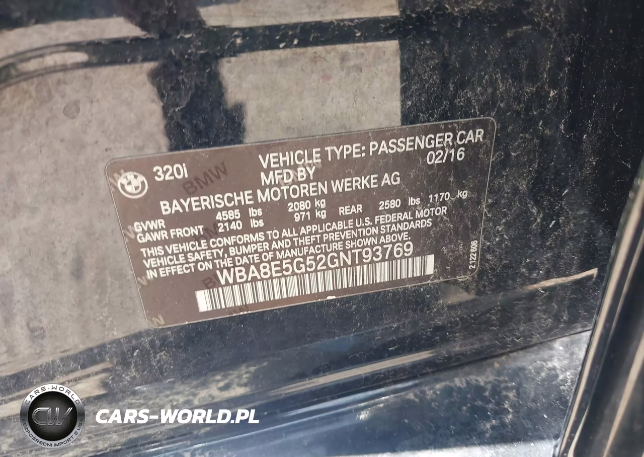 2016 BMW 320I xDrive VIN:WBA8E5G52GNT93769 - 9