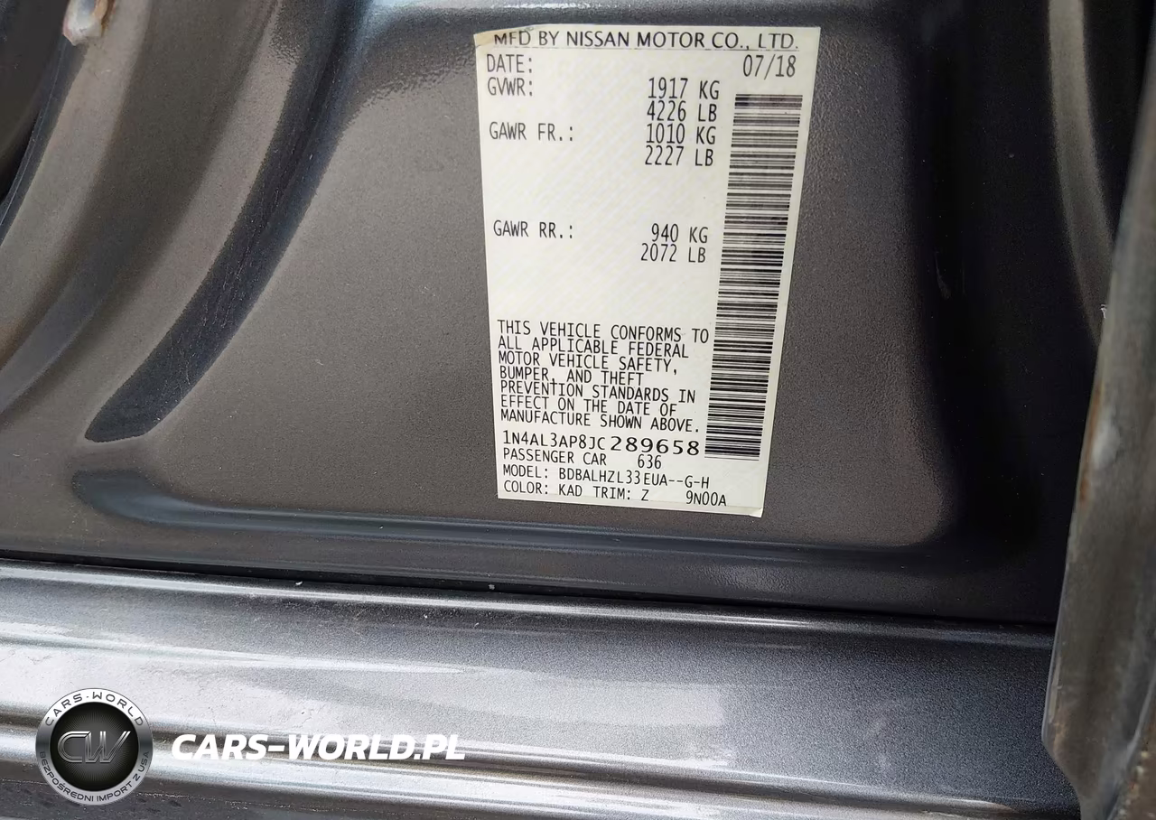 2018 Nissan Altima 2.5 Sr VIN:1N4AL3AP8JC289658 - 9