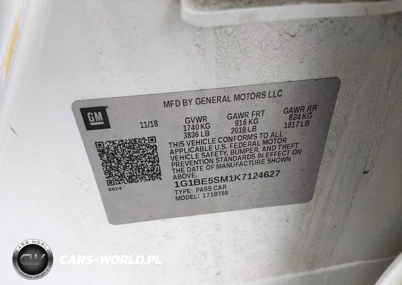 2019 Chevrolet Cruze Lt VIN:1G1BE5SM1K7124627 - 9