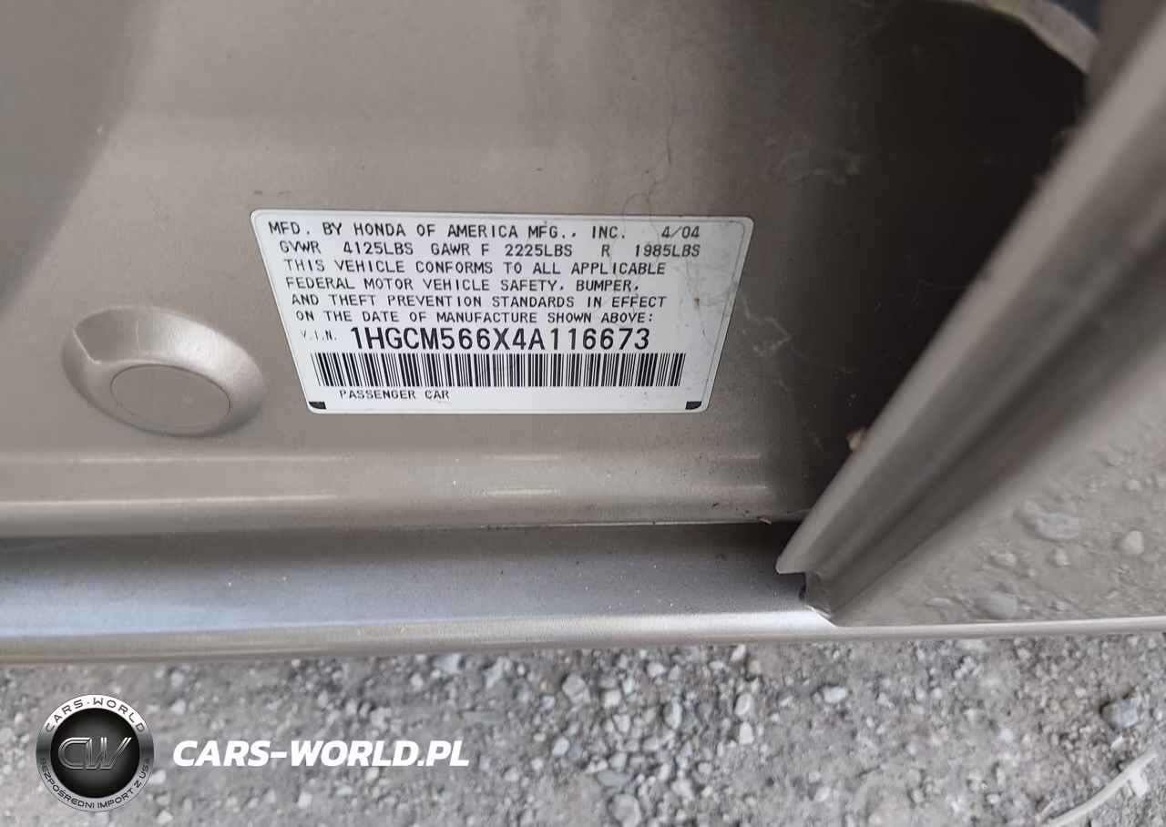 2004 Honda Accord 2.4 Ex VIN:1HGCM566X4A116673 - 9