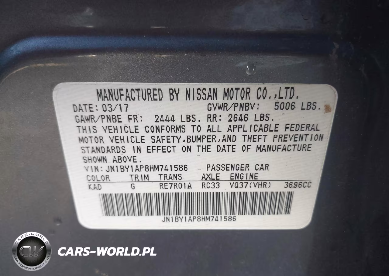 2017 Infiniti Q70 3.7 VIN:JN1BY1AP8HM741586 - 9