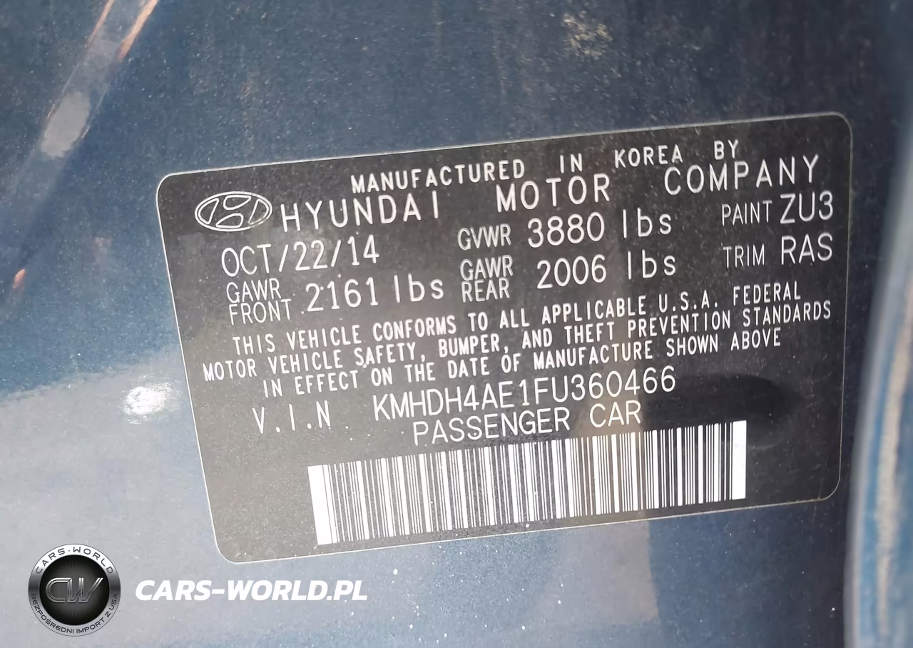 2015 Hyundai Elantra Se VIN:KMHDH4AE1FU360466 - 9