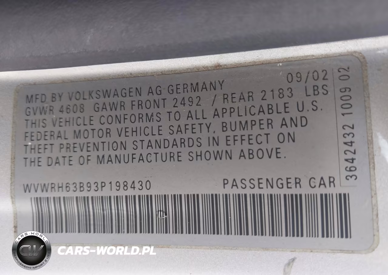 2003 Volkswagen Passat Glx VIN:WVWRH63B93P198430 - 9