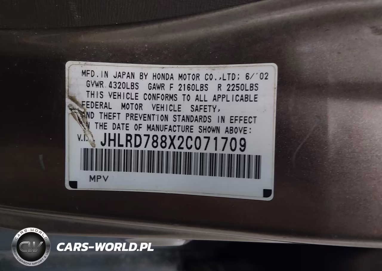2002 Honda Cr-V Ex VIN:JHLRD788X2C071709 - 9