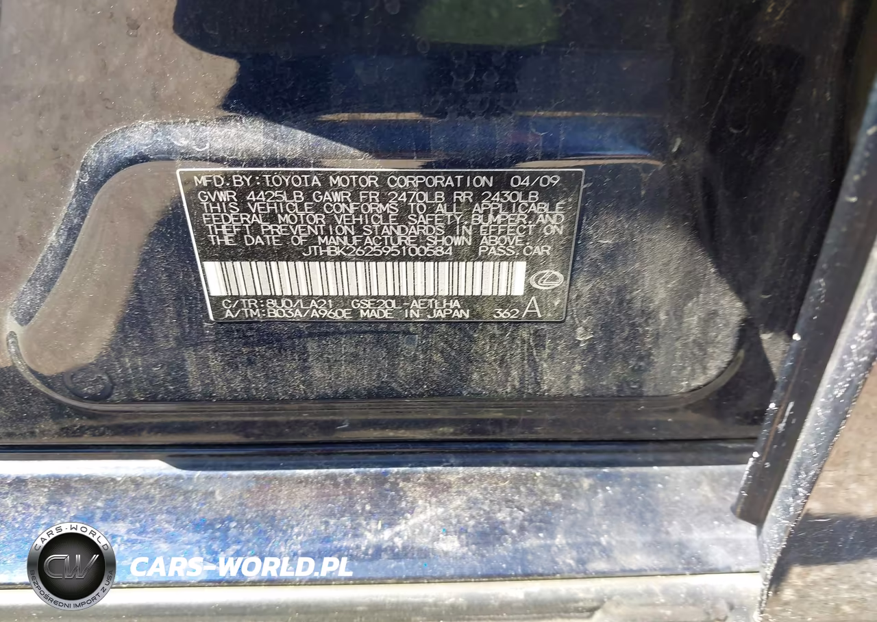 2009 Lexus Is 250 VIN:JTHBK262595100584 - 9