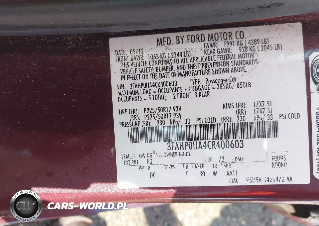 2012 Ford Fusion Se VIN:3FAHP0HA4CR400603 - 9