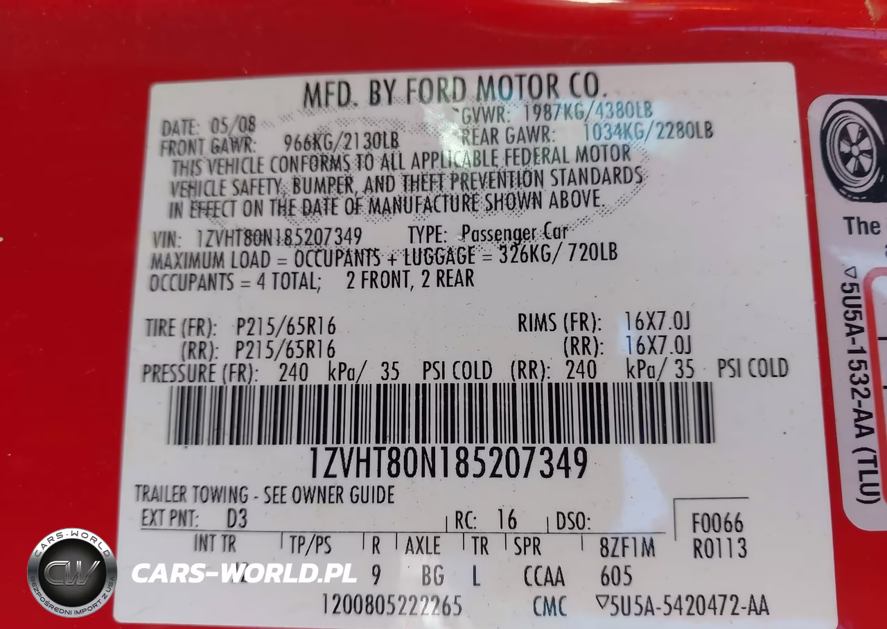 2008 Ford Mustang V6 Deluxe-V6 Premium VIN:1ZVHT80N185207349 - 9
