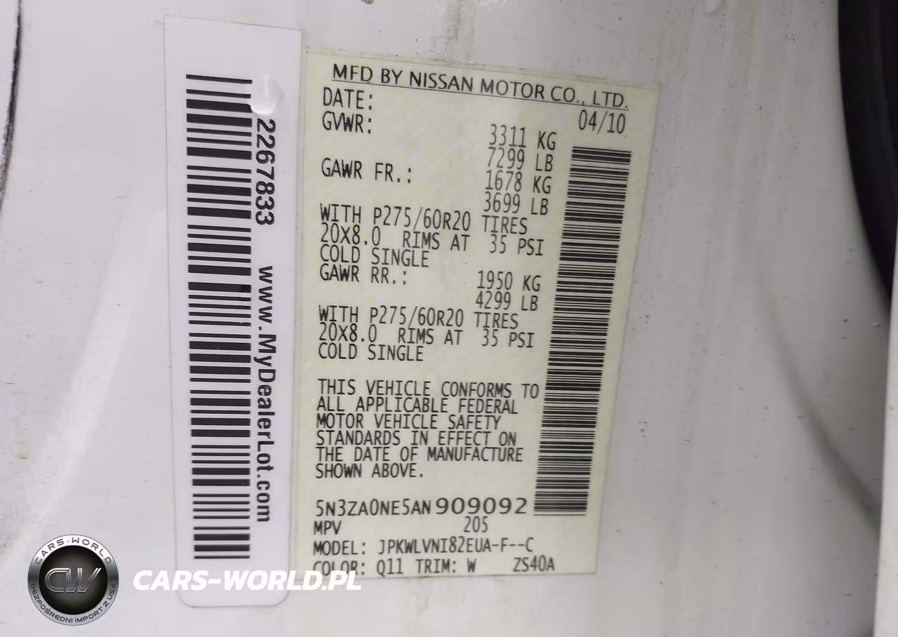 2010 Infiniti Qx56 VIN:5N3ZA0NE5AN909092 - 9