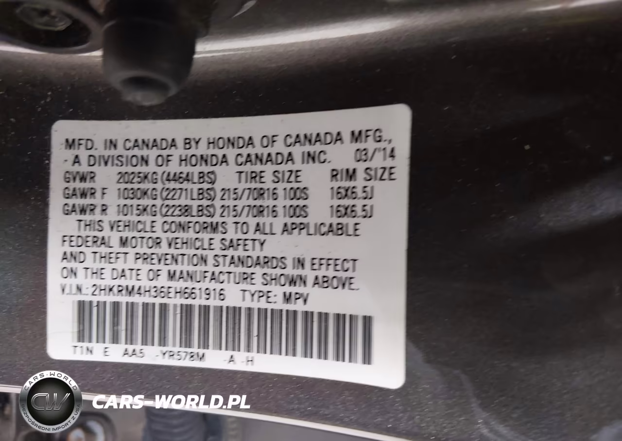 2014 Honda Cr-V Lx VIN:2HKRM4H36EH661916 - 9