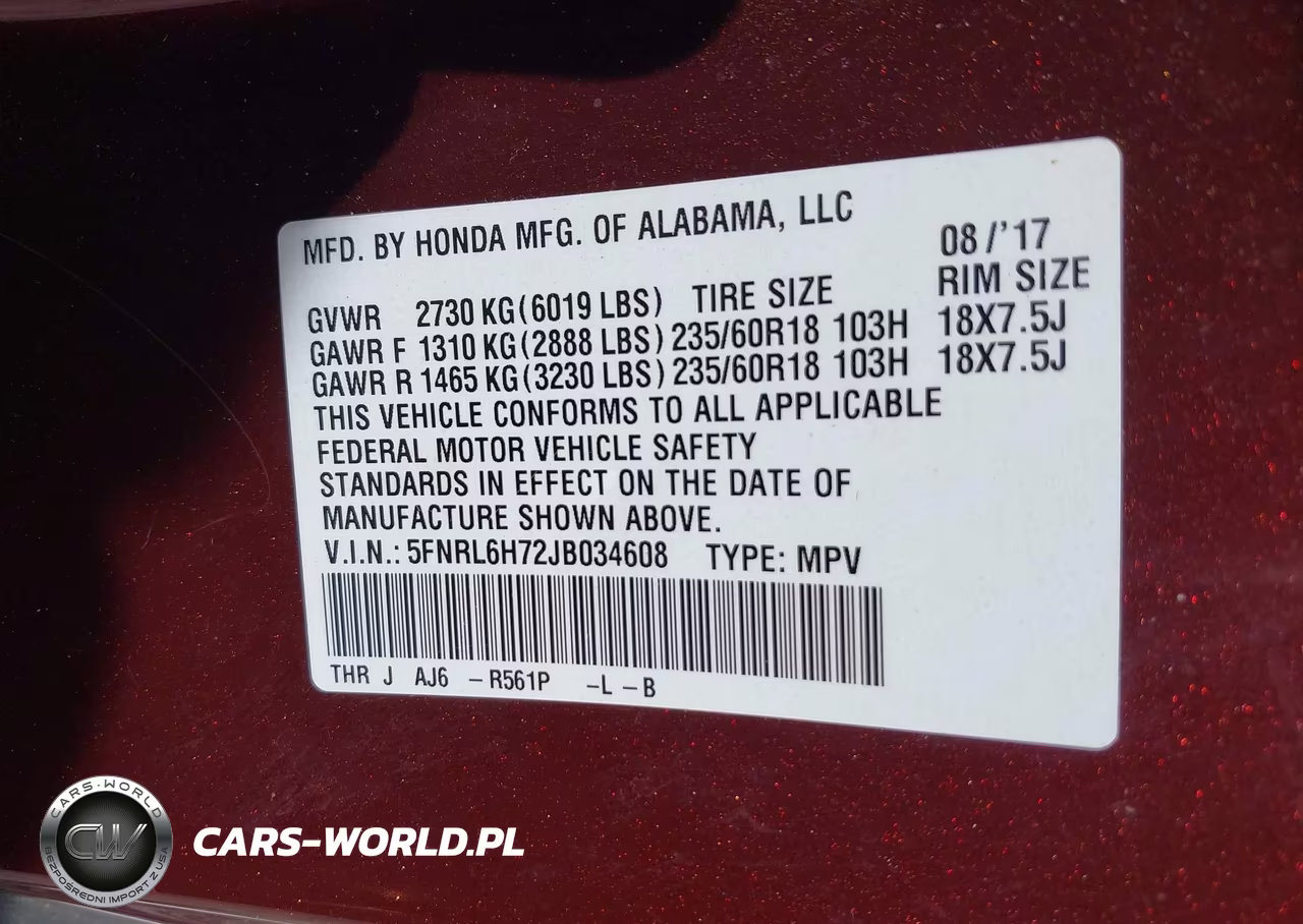 2018 Honda Odyssey Ex-L VIN:5FNRL6H72JB034608 - 9