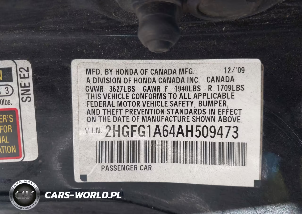2010 Honda Civic Lx VIN:2HGFG1A64AH509473 - 9