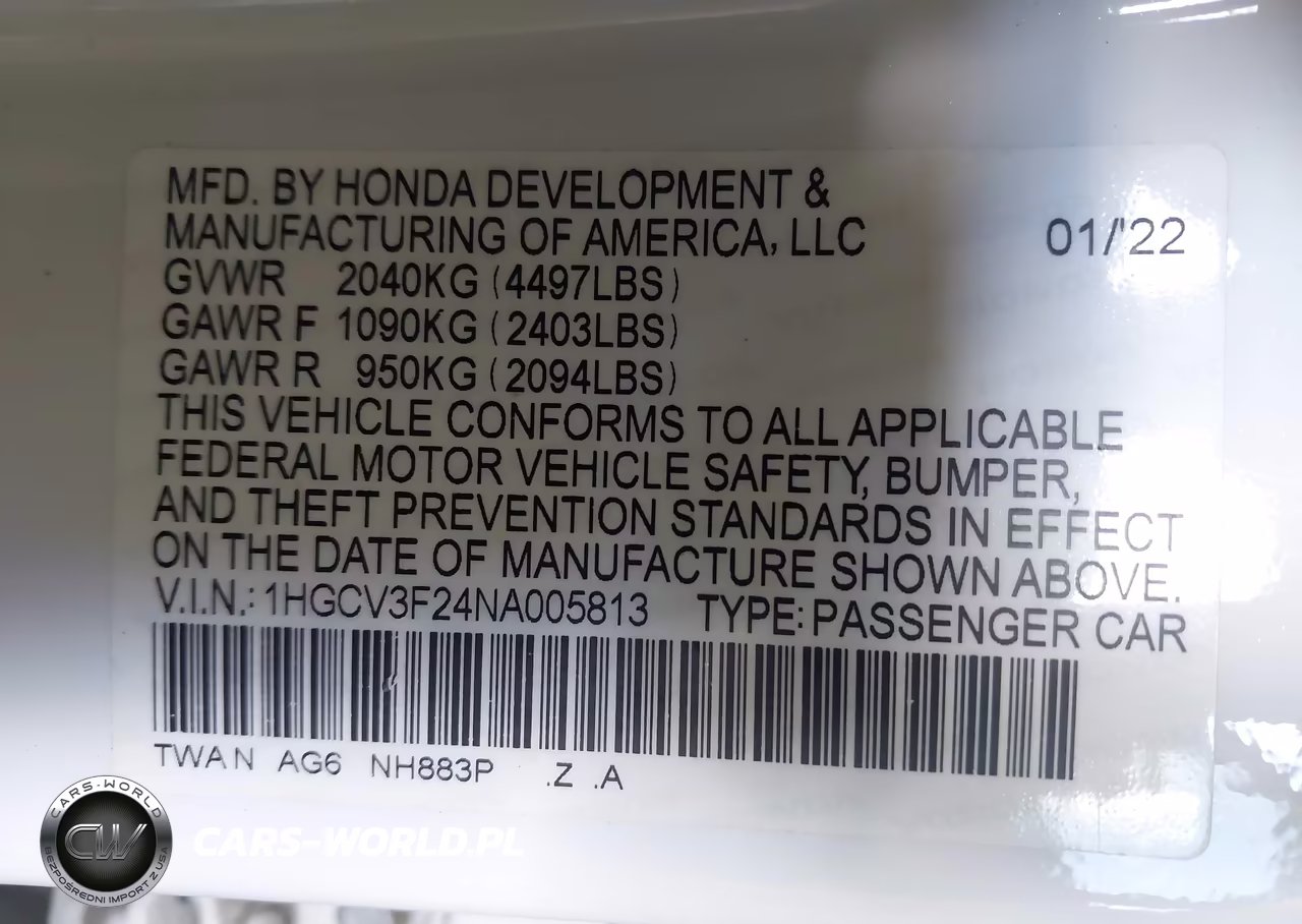 2022 Honda Accord Hybrid Sport VIN:1HGCV3F24NA005813 - 9