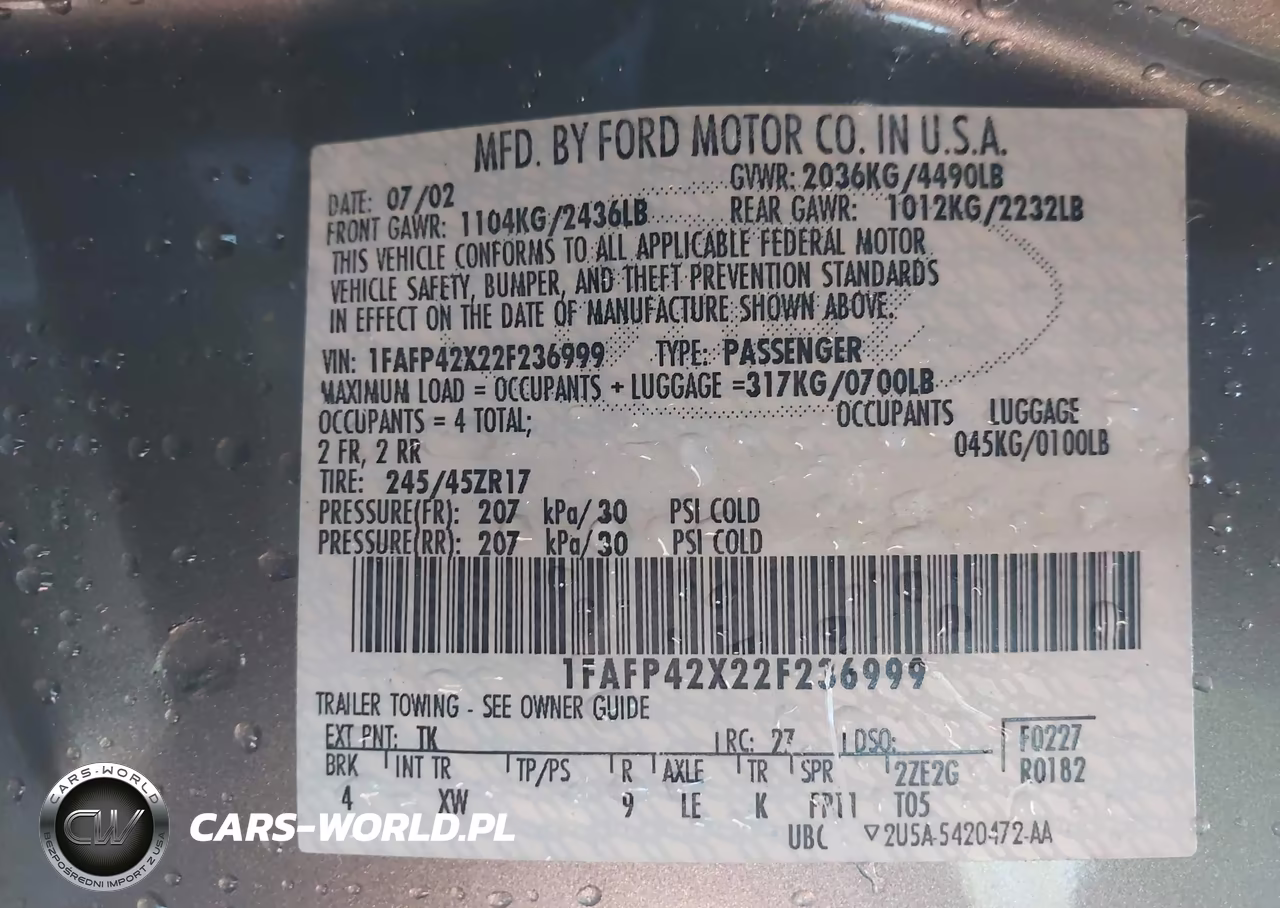 2002 Ford Mustang Gt VIN:1FAFP42X22F236999 - 9