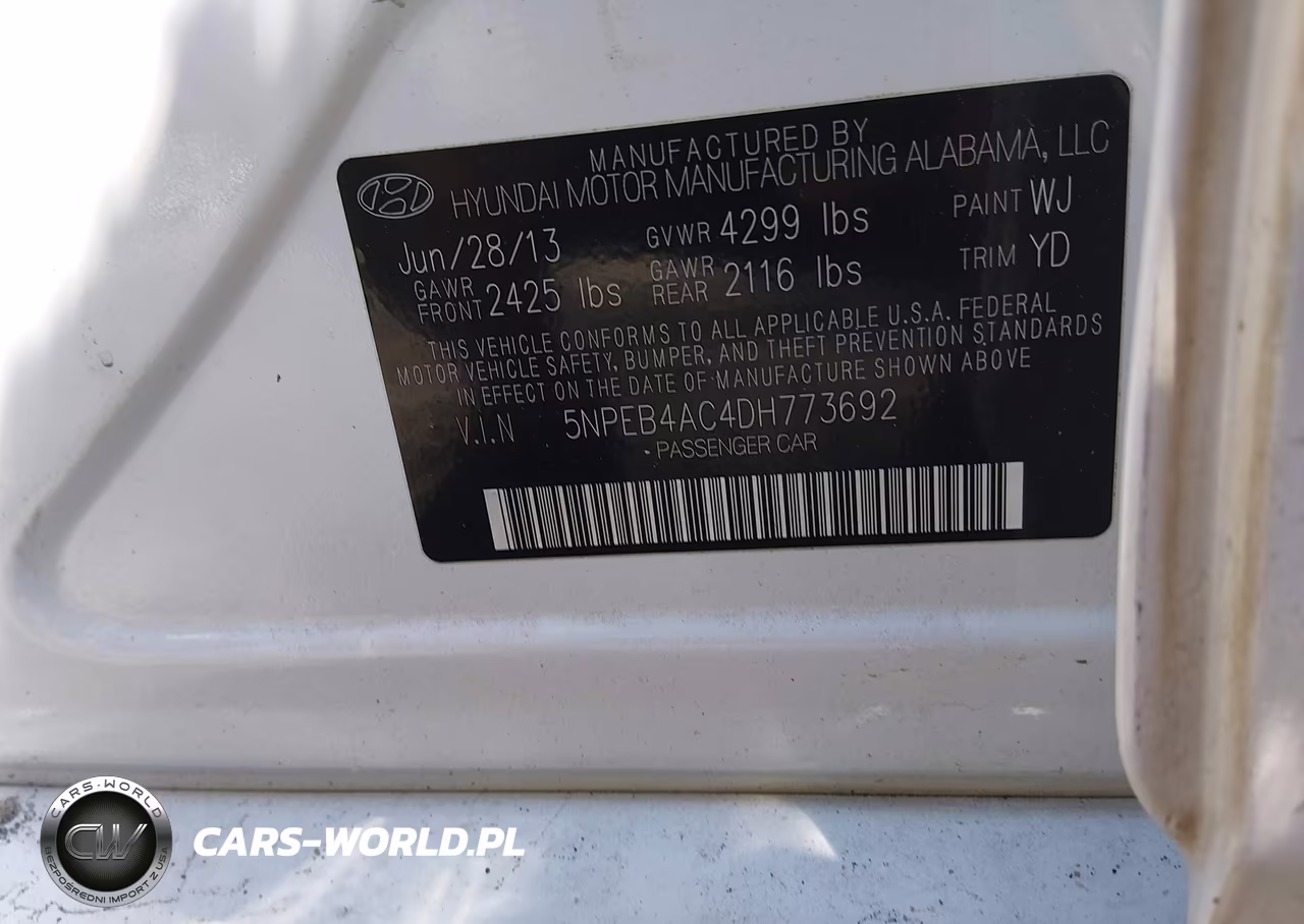 2013 Hyundai Sonata Gls VIN:5NPEB4AC4DH773692 - 9