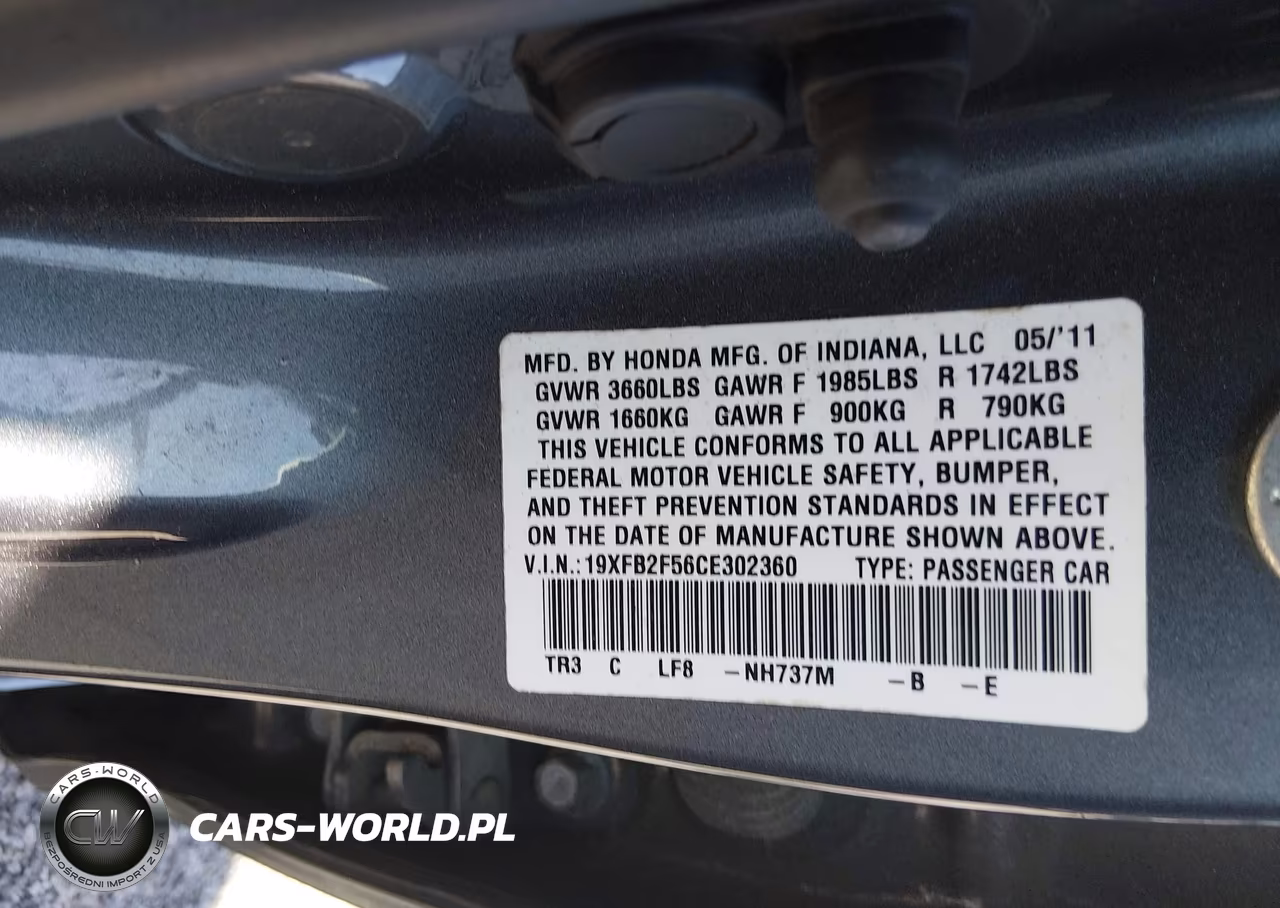 2012 Honda Civic Lx VIN:19XFB2F56CE302360 - 9