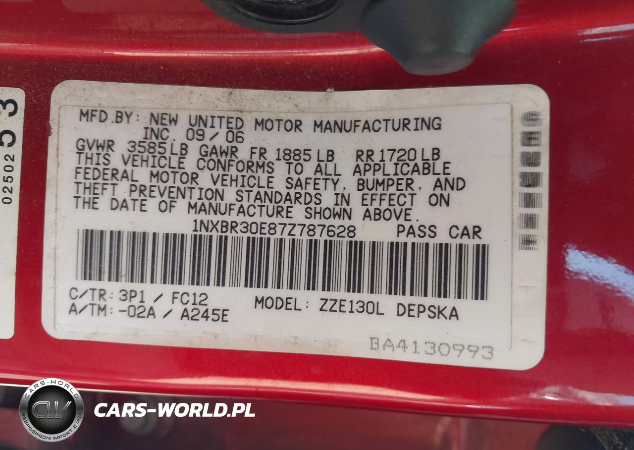 2007 Toyota Corolla S VIN:1NXBR30E87Z787628 - 9
