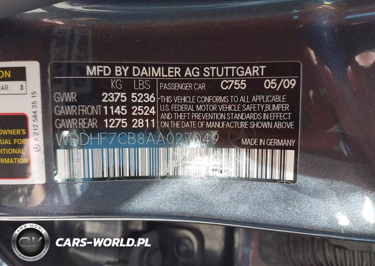 2010 Mercedes-Benz E 550 VIN:WDDHF7CB8AA027049 - 9