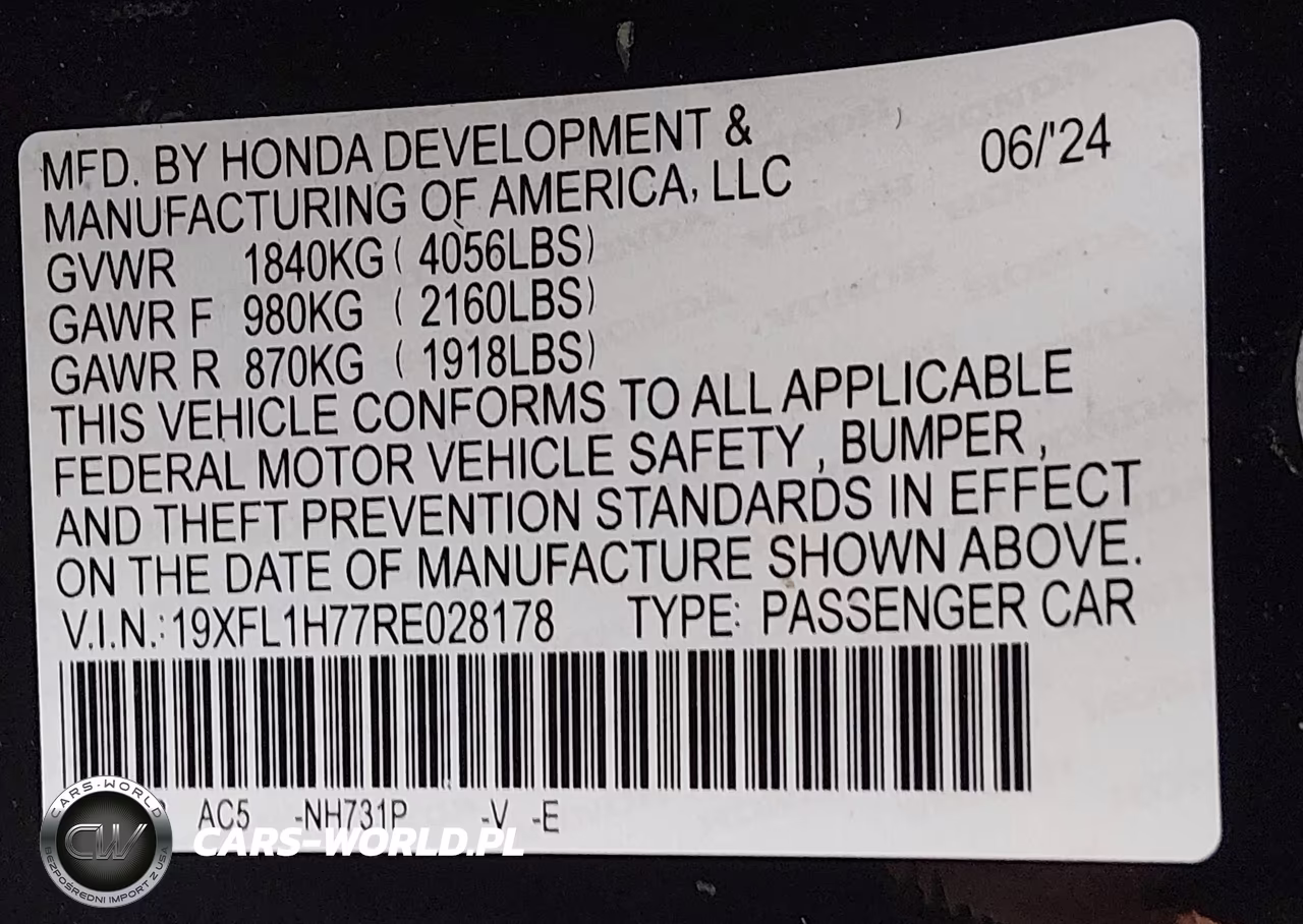 2024 Honda Civic Ex-L VIN:19XFL1H77RE028178 - 9