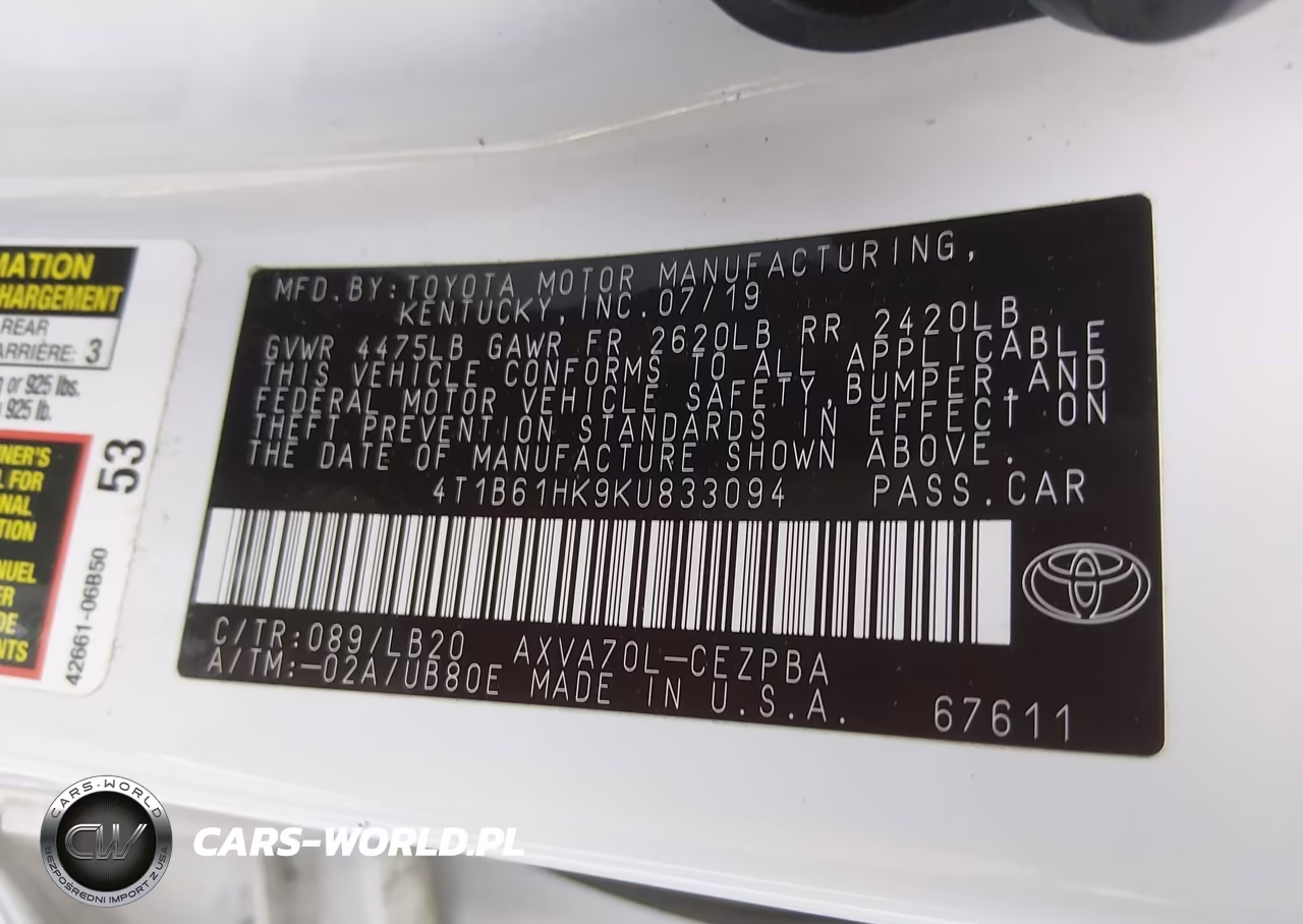 2019 Toyota Camry Xse VIN:4T1B61HK9KU833094 - 9